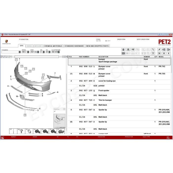 PORSCHE PET 8.0 2027 EPC PARTS CATALOG + UPDATES