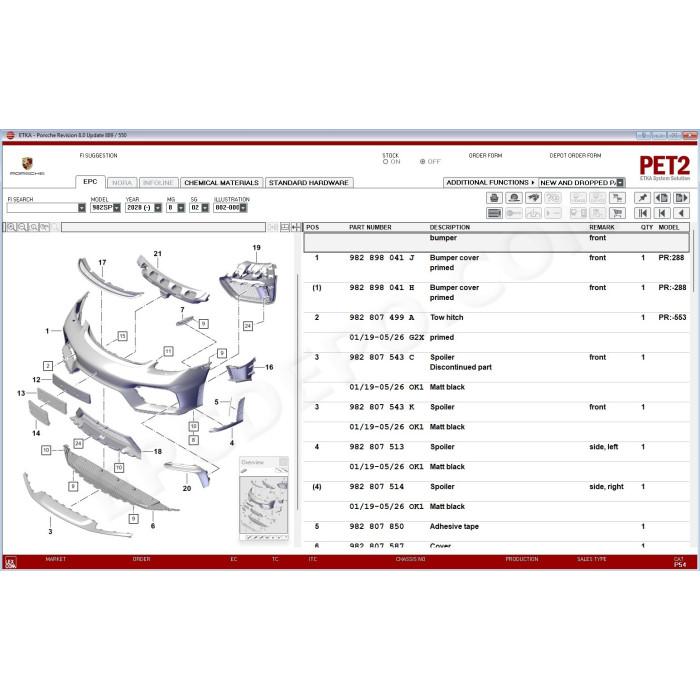 PORSCHE PET 8.0 2027 EPC PARTS CATALOG + UPDATES