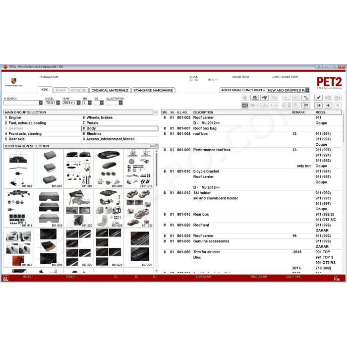 PORSCHE PET 8.0 2027 EPC PARTS CATALOG + UPDATES