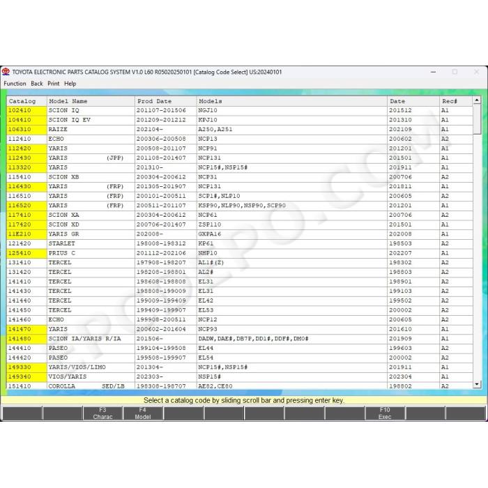 Toyota / Lexus / Scion USA Europe General Japan EPC parts catalog 01.2025