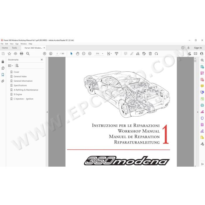 Ferrari 360 Modena 1996 - 2006 workshop service manual