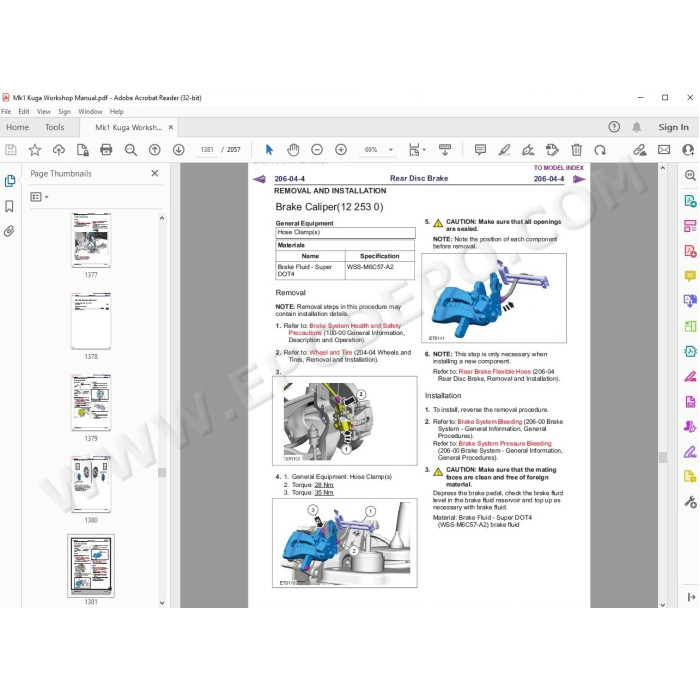 Ford Kuga 2008 - 2012 service manual