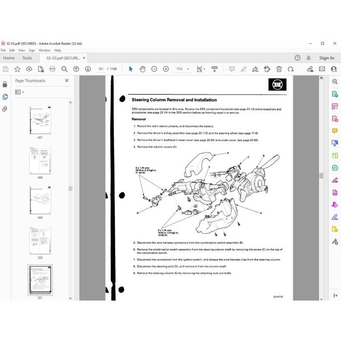 Honda Civic Si Hatchback 2002 - 2003 service manual
