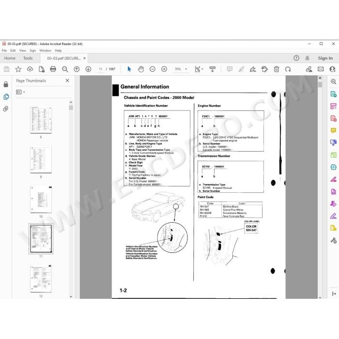 Honda S2000 2000 - 2003 service manual
