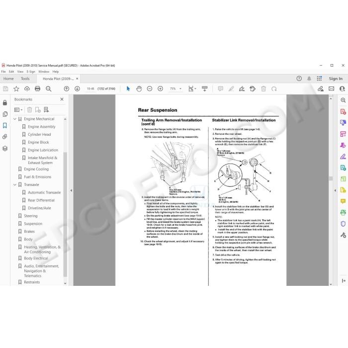 Honda Pilot 2009 - 2010 service manual
