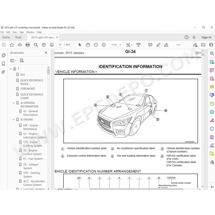 Infiniti Q50 V37 2013 - 2015 service manual