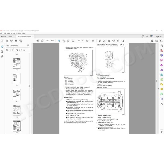Isuzu Axiom 2001 - 2004 service manual