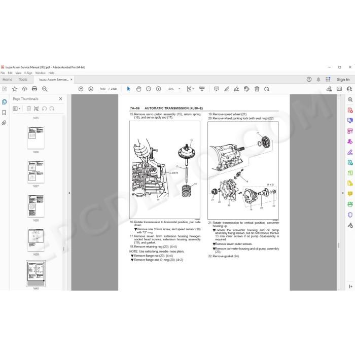 Isuzu Axiom 2001 - 2004 service manual