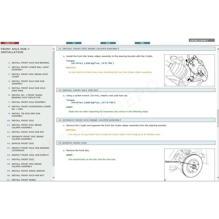 LEXUS ES240 / ES350 2006 - 2012 SERVICE & REPAIR MANUAL