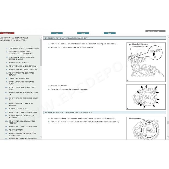 LEXUS ES240 / ES350 2006 - 2012 SERVICE & REPAIR MANUAL
