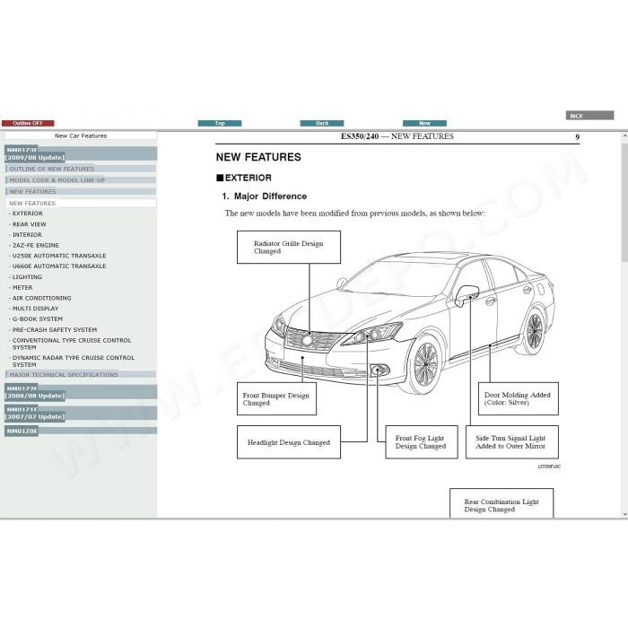 LEXUS ES240 / ES350 2006 - 2012 SERVICE & REPAIR MANUAL