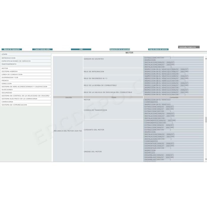 LEXUS GS450h HYBRID 2006 - 2012 MANUAL DE SERVICIO (Spanish)