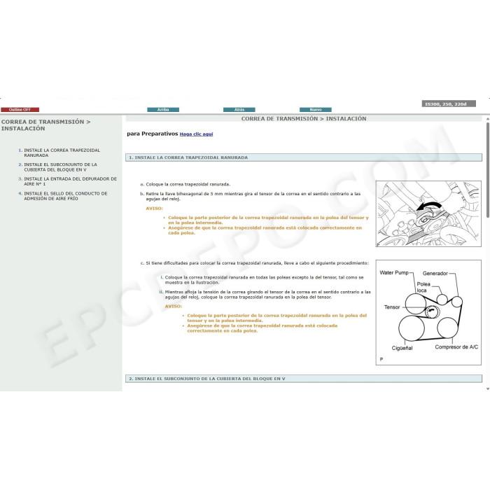 LEXUS IS300 / IS250 / IS220D 2005 - 2013 MANUAL DE SERVICIO (Spanish)
