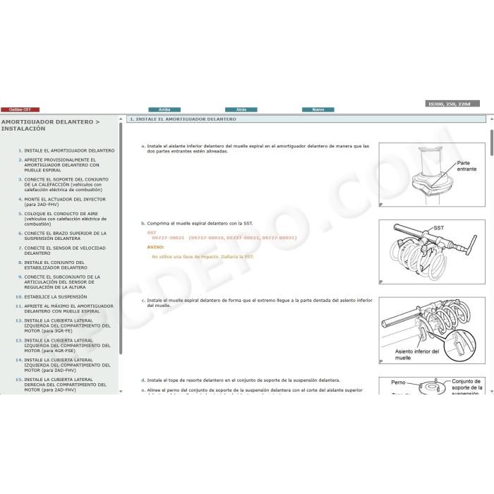LEXUS IS300 / IS250 / IS220D 2005 - 2013 MANUAL DE SERVICIO (Spanish)