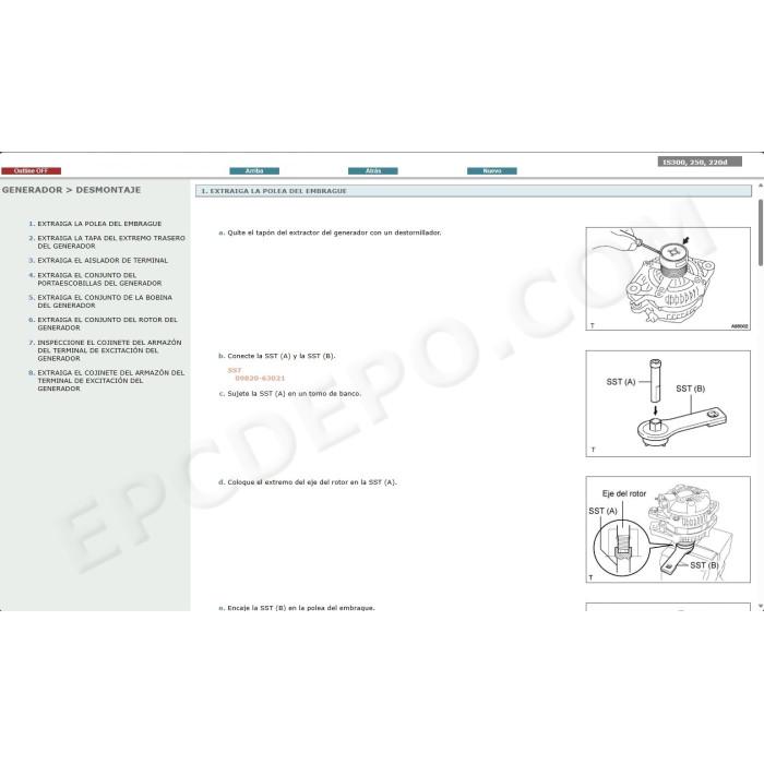 LEXUS IS300 / IS250 / IS220D 2005 - 2013 MANUAL DE SERVICIO (Spanish)