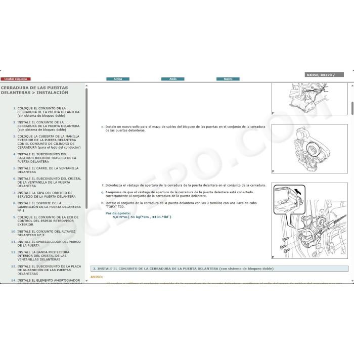 LEXUS RX270 / RX350 2012 - 2015 MANUAL DE SERVICIO (Spanish)