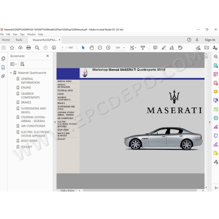 Maserati Quattroporte 2003 - 2008 workshop service manual