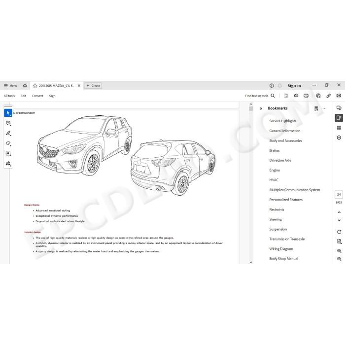 Mazda CX-5 2011 - 2015 service & repair manual