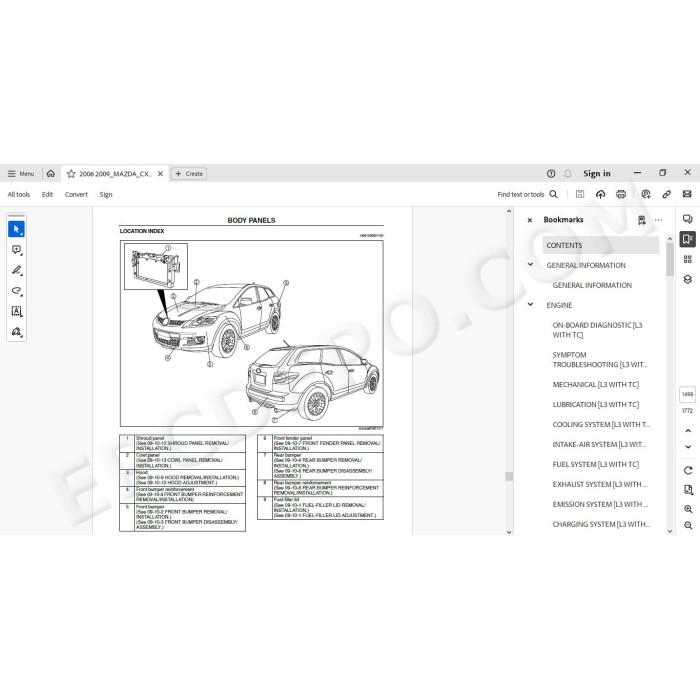 Mazda CX-7 2006 - 2009 service & repair manual