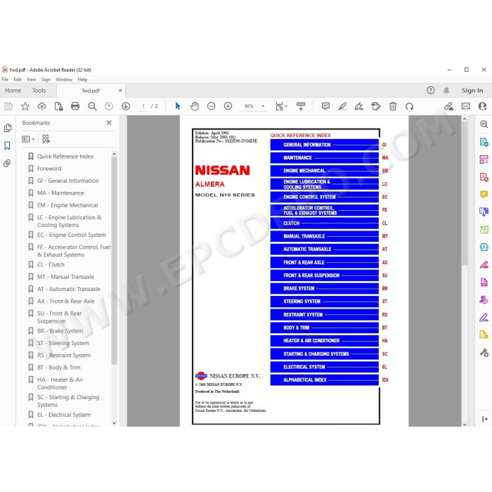 Nissan Almera N16 2000 - 2006 service manual