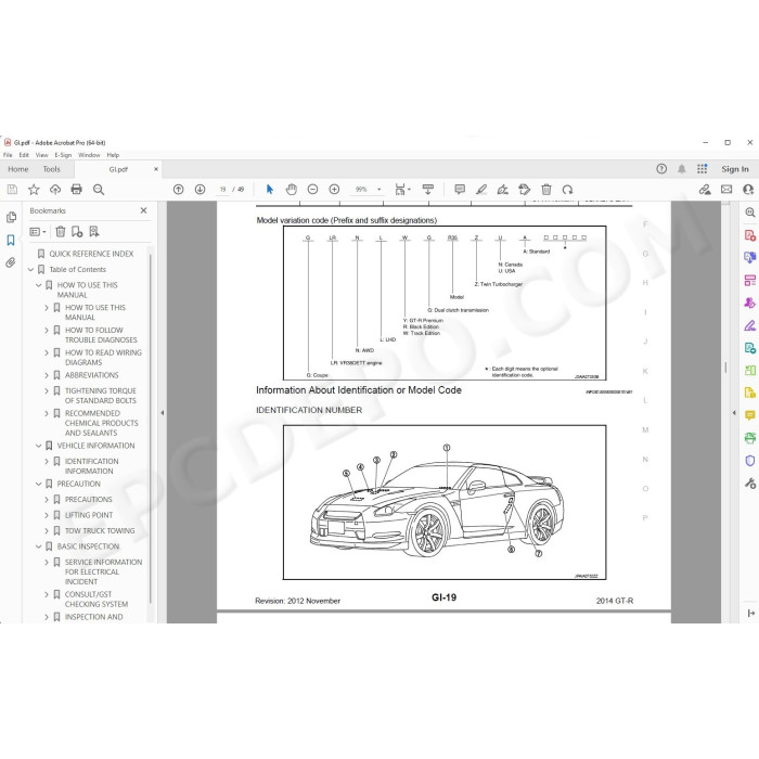 Nissan GTR R35 2007 - 2014 service manual