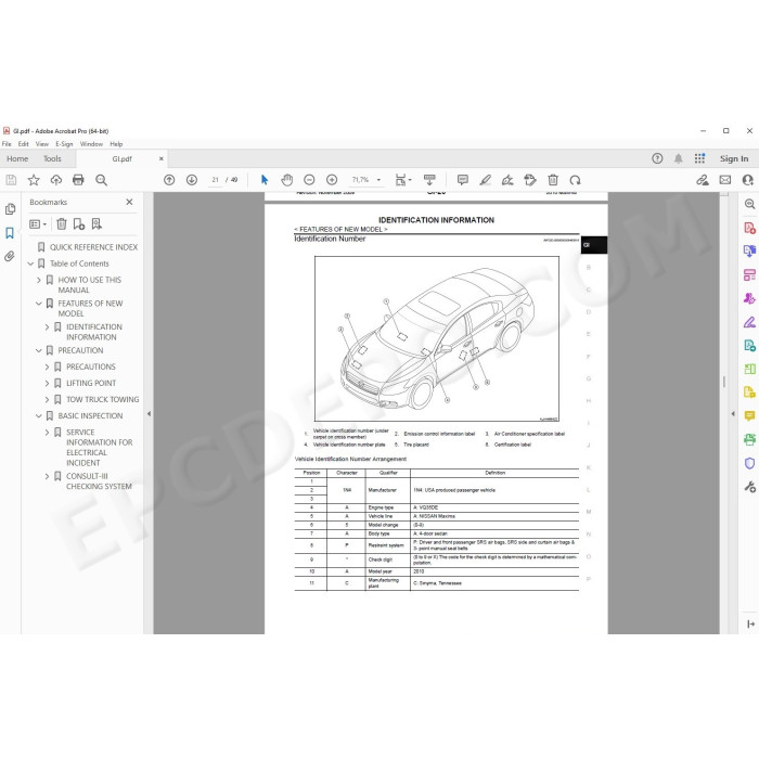 Nissan Maxima 2008 - 2011 service manual
