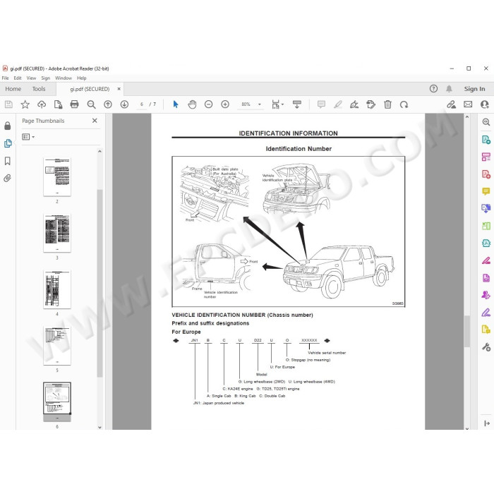 Nissan Pickup 1998 - 2006 service manual