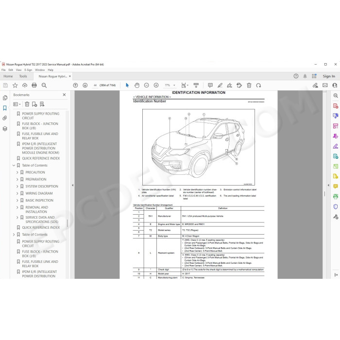 Nissan Rogue Hybrid T32 2017 - 2021 service manual