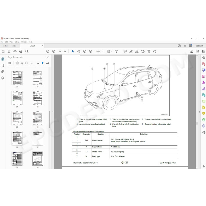 Nissan Rogue T32 2014 - 2017 service manual