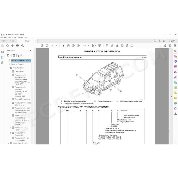 Nissan Xterra N50 2005 - 2009 service manual