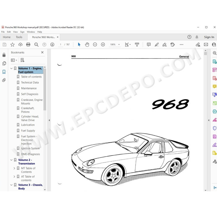 Porsche 968 1991 - 1995 Workshop Service Manual