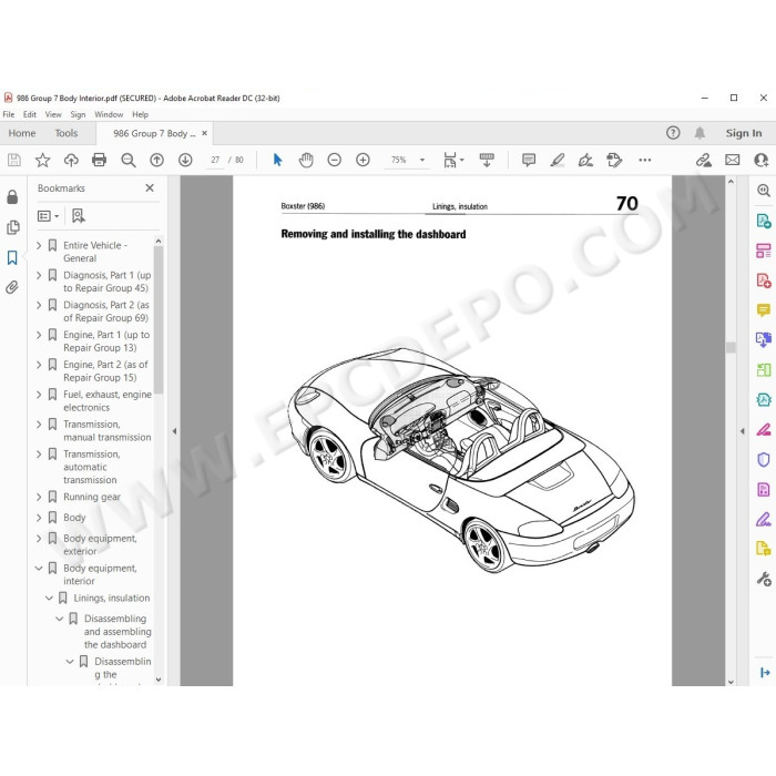 Porsche Boxster 1997 - 2001 Workshop Service Manual