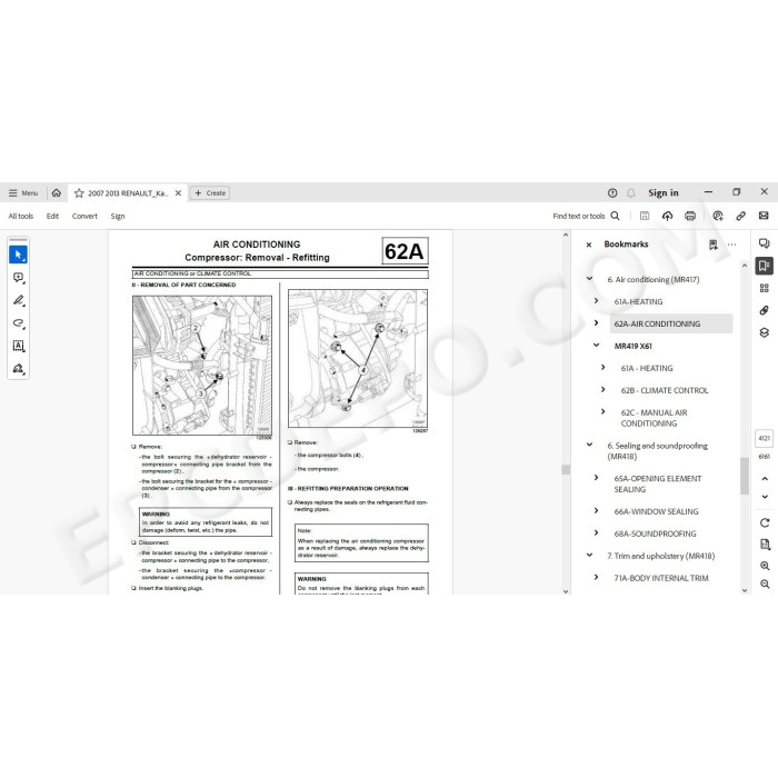 Renault Kangoo 2007 - 2013 service manual