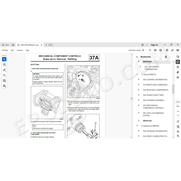 Renault Kangoo 2007 - 2013 service manual