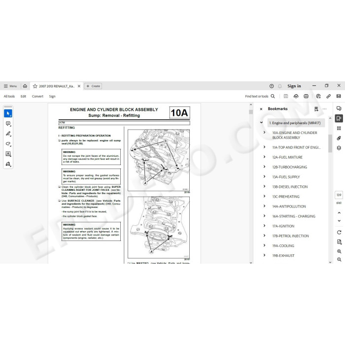 Renault Kangoo 2007 - 2013 service manual