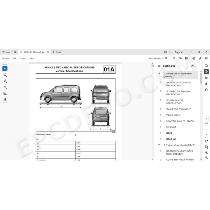 Renault Kangoo 2007 - 2013 service manual