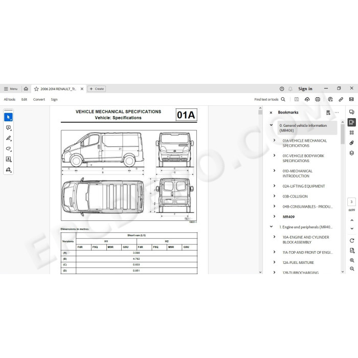 Renault Trafic 2006 - 2014 service manual