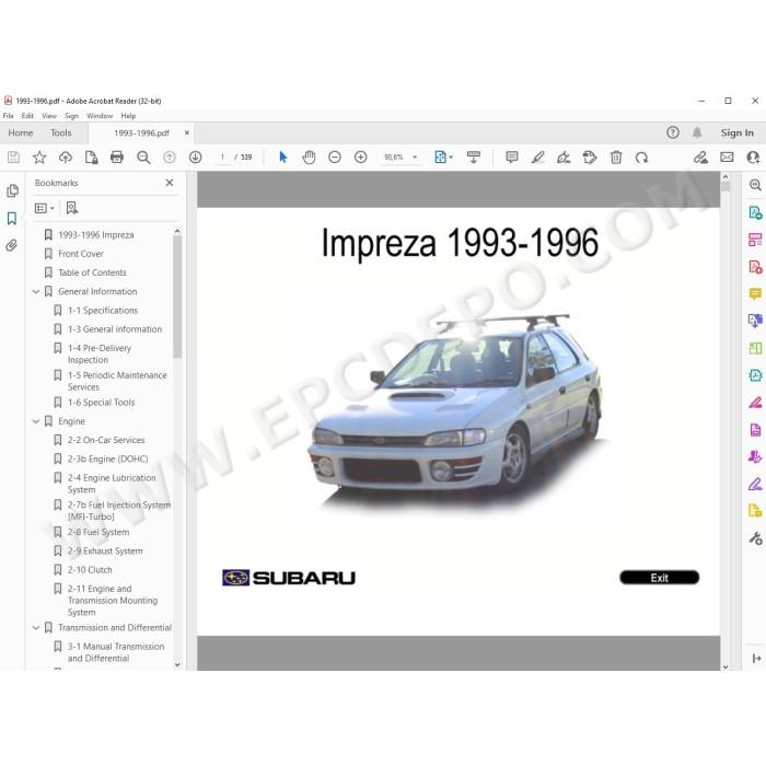 Subaru Impreza 1993 - 1996 service manual
