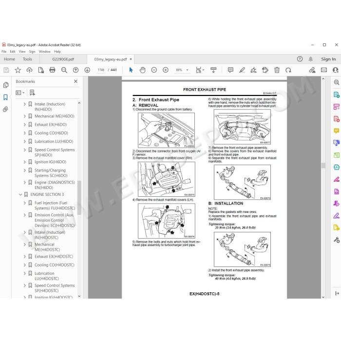 Subaru Legacy 2000 - 2003 service manual