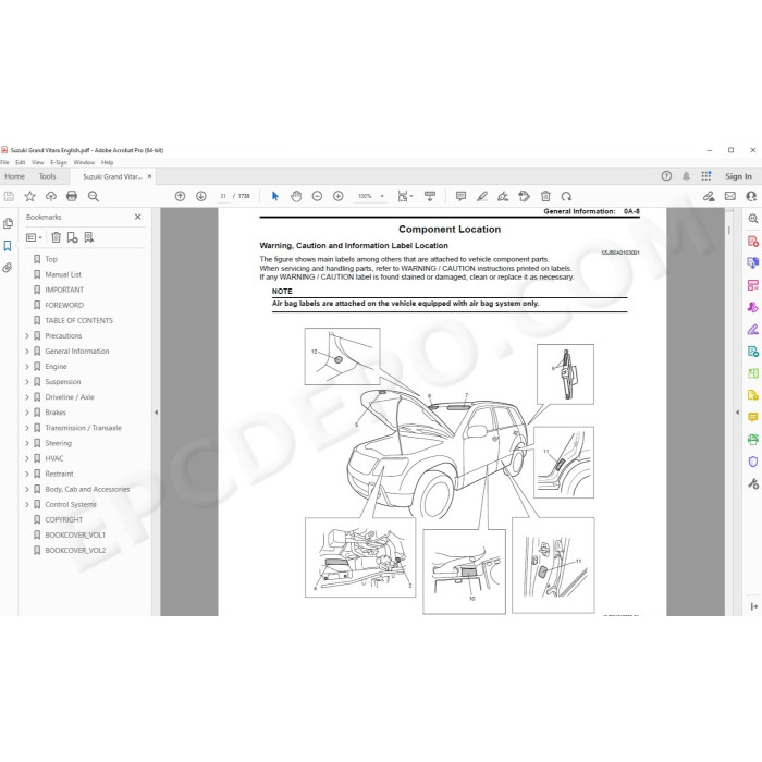 Suzuki Grand Vitara 2005 - 2012 service manual