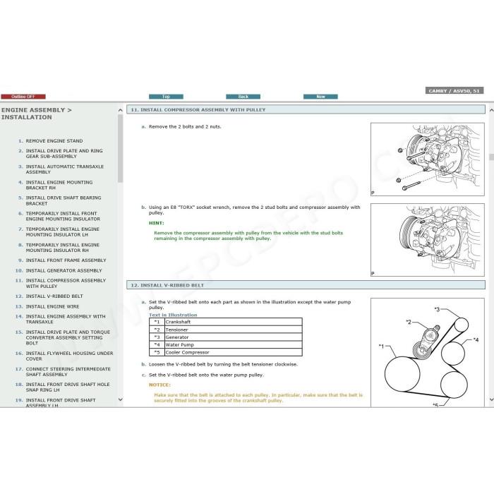 TOYOTA CAMRY 2011 - 2017 SERVICE & REPAIR MANUAL
