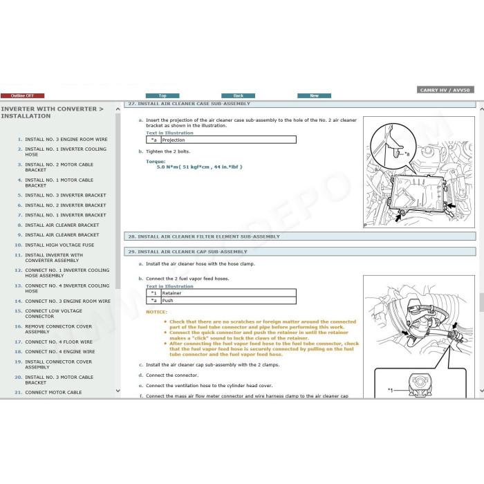 TOYOTA CAMRY HYBRID 2011 - 2017 SERVICE & REPAIR MANUAL