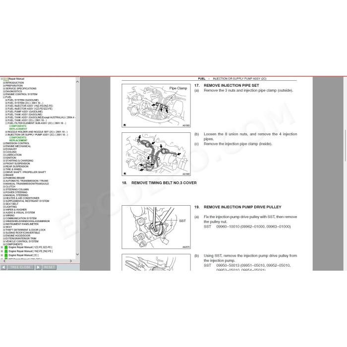TOYOTA COROLLA 2000 - 2007 SERVICE & REPAIR MANUAL