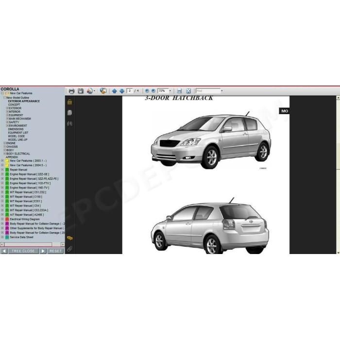 TOYOTA COROLLA 2000 - 2007 SERVICE & REPAIR MANUAL