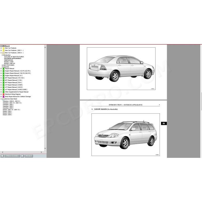 TOYOTA COROLLA 2000 - 2007 SERVICE & REPAIR MANUAL