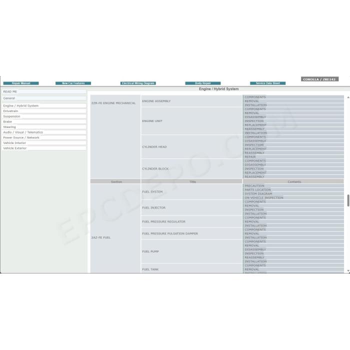 TOYOTA COROLLA 2008 - 2013 SERVICE & REPAIR MANUAL