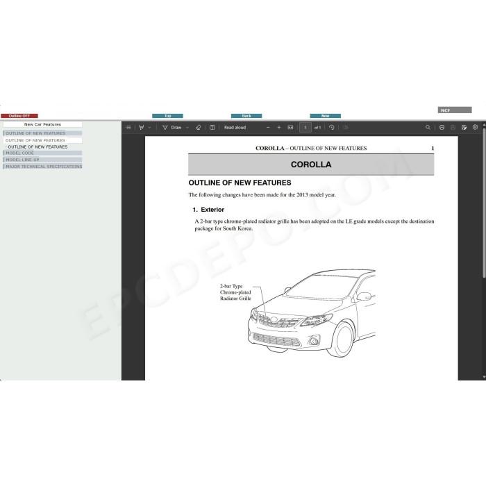TOYOTA COROLLA 2008 - 2013 SERVICE & REPAIR MANUAL