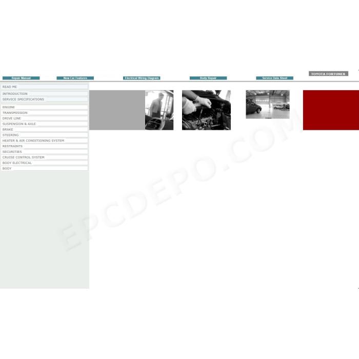 TOYOTA FORTUNER 2005 - 2015 SERVICE & REPAIR MANUAL