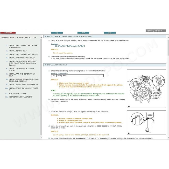 TOYOTA HIACE 2005 - 2019 SERVICE & REPAIR MANUAL