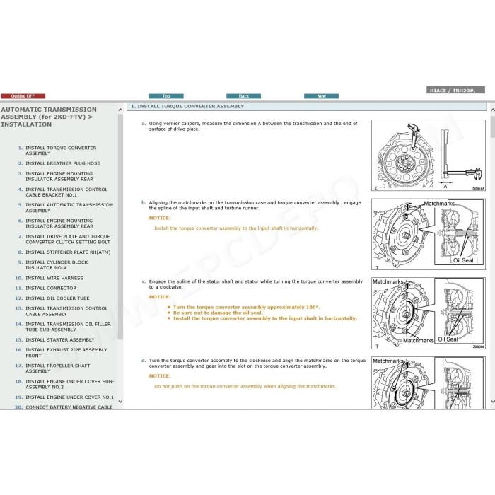 TOYOTA HIACE 2005 - 2019 SERVICE & REPAIR MANUAL
